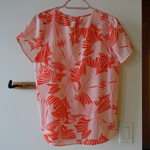 J.Crew Factory orange pink neon floral tulip flutter sleeve top XS 0 - Picture 10 of 10